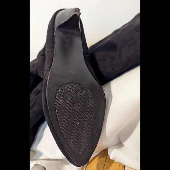 COMFORTVIEW Sz 10.5 W Womens Black Tall Faux Suede Western Style High Heel Boots - Picture 4 of 6